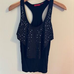 Indie Sleeze Black Embellished Racerback Tank Top Athletic Material Bling